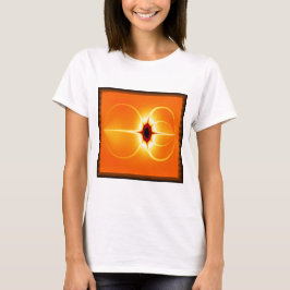 Gelbes Fraktal mit orangefarbenem Hintergrund T-Shirt