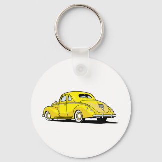 Gelbes Frisierte Auto Coupe Schlüsselanhänger