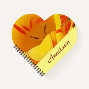 Gelbes Frühling Tulip Herz Notizbuch
