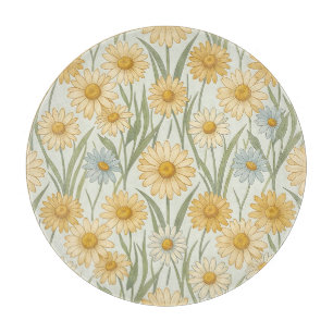 Gelbes Gänseblümchen-Feld Nahtloses Blumenmuster  Schneidebrett