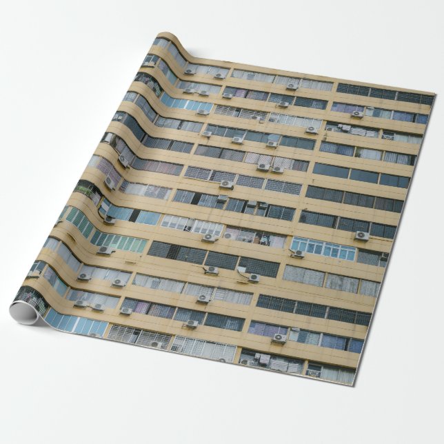 Gelbes Gebäude Geschenkpapier (Ungerollt)