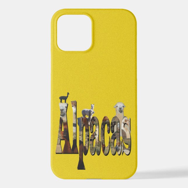 Gelbes geflecktes Alpaca-Design, iPhone 12 Hülle (Rückseite)