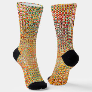 Gelbes, gelbes rotes, grünes Muster Socken
