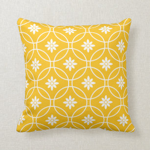 Gelbes geometrisches Blumenmuster Kissen