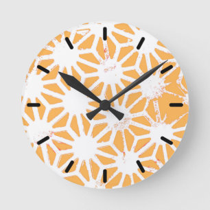 Gelbes geometrisches Muster Runde Wanduhr