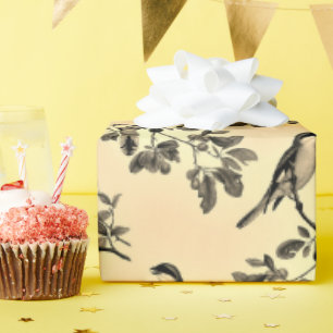 Gelbes Geschenkpapier mit Grauem Meisensänger