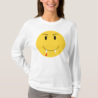 Gelbes Gesicht mit Vampire-Reißzahn-Shirt T-Shirt