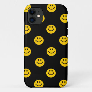 Gelbes Gesichts-Muster auf Schwarzem iPhone 11 Hülle