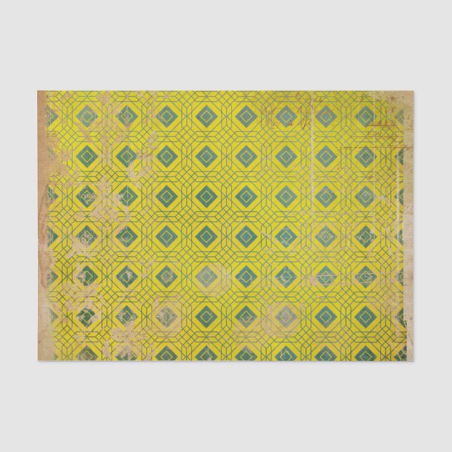 Gelbes gestörtes Art Déco Seidenpapier (Vorderseite)