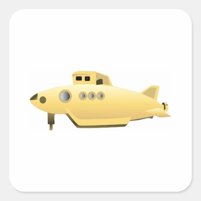 Gelbes Gestrahlter U-Boot Quadratischer Aufkleber (Vorderseite)