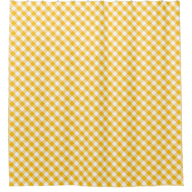 Gelbes Gingham-Karo-Muster Duschvorhang (Vorderseite)