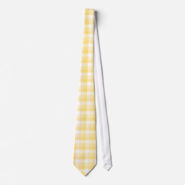 Gelbes Gingham-Karo-Muster Krawatte (Vorderseite)