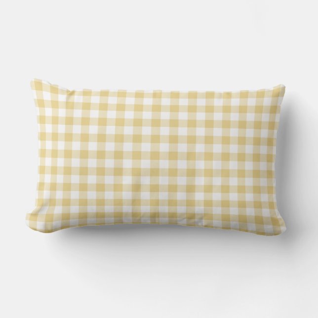 Gelbes Gingham-Muster geprüft Kissen Für Draußen (Vorderseite)
