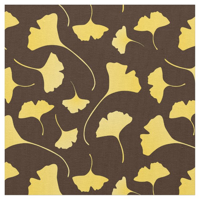 Gelbes Ginkgo-Blätter-Muster Stoff (Nahaufnahme)