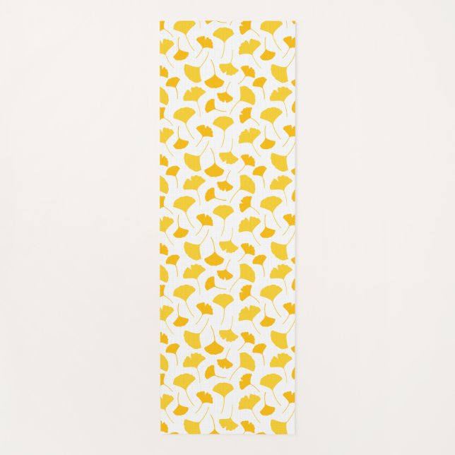 Gelbes Ginkgo-Leaf-Muster Yogamatte (Vorderseite)