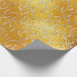 Gelbes Glas Lemon Blumenfolien Laurel Geschenkpapier