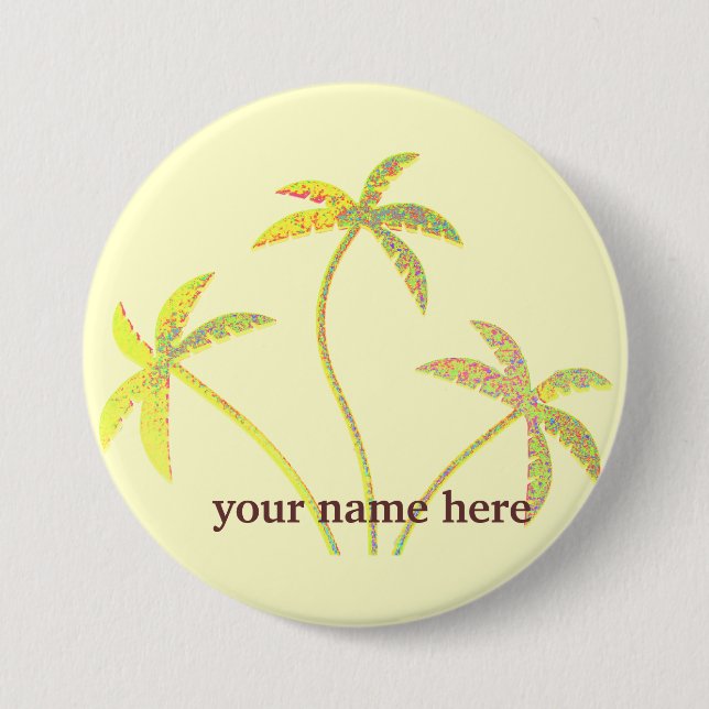 Gelbes Glitzer-Palme-Namen-Abzeichen Button (Vorderseite)