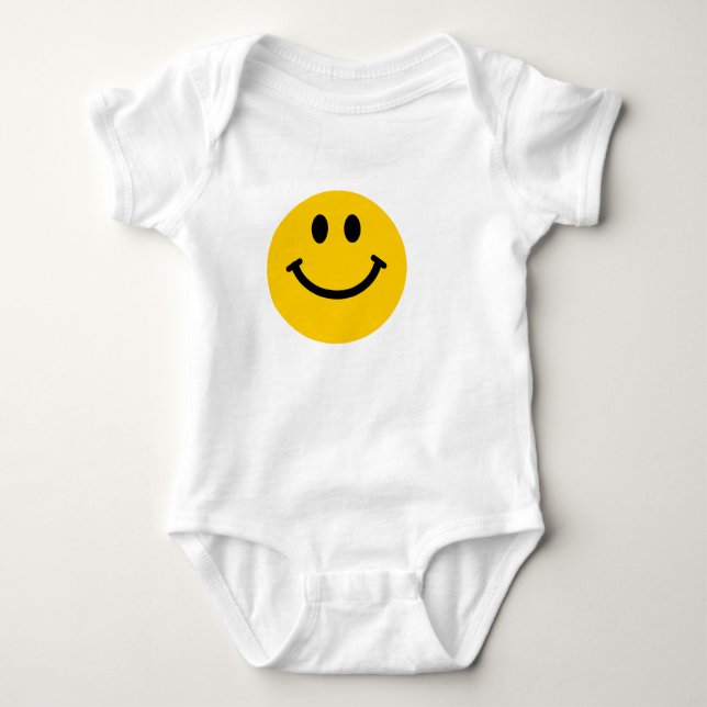 Gelbes glückliches Gesichtsbaby-Shirt Baby Strampler (Vorderseite)
