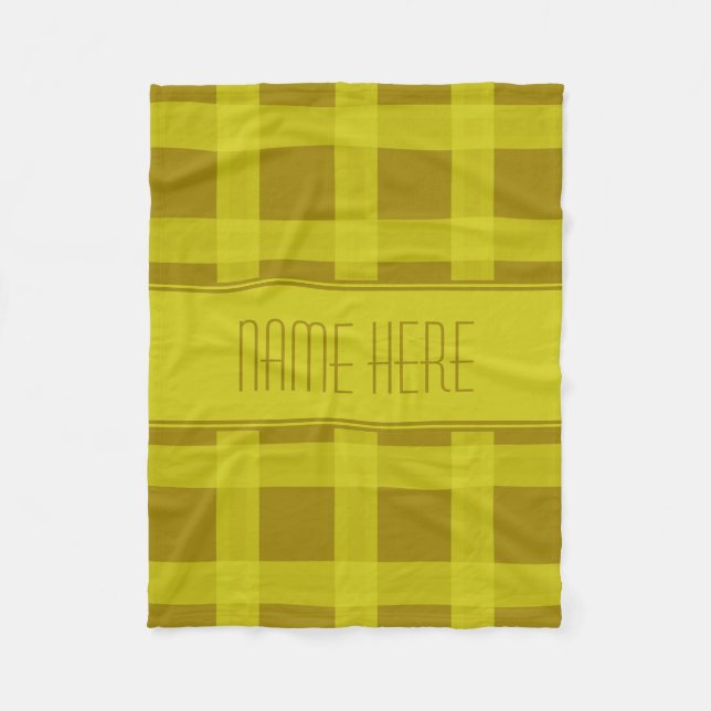 Gelbes Gold Karierter Individuelle Name Blanket Fleecedecke (Vorderseite)