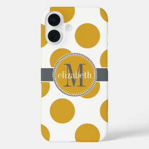 Gelbes Gold und Gray Big Polka Dots Monogram title_seo2