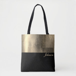 Gelbes Gold und schwarzer einfacher Name Tasche