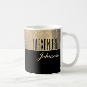 Gelbes Gold und schwarzer Elegantenname Kaffeetasse