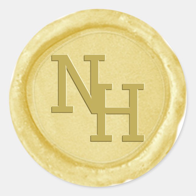 Gelbes Gold-Wax-Siegel Monogram-Initial-Aufkleber Runder Aufkleber (Vorderseite)