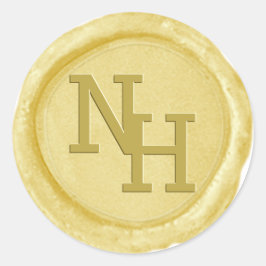 Gelbes Gold-Wax-Siegel Monogram-Initial-Aufkleber Runder Aufkleber