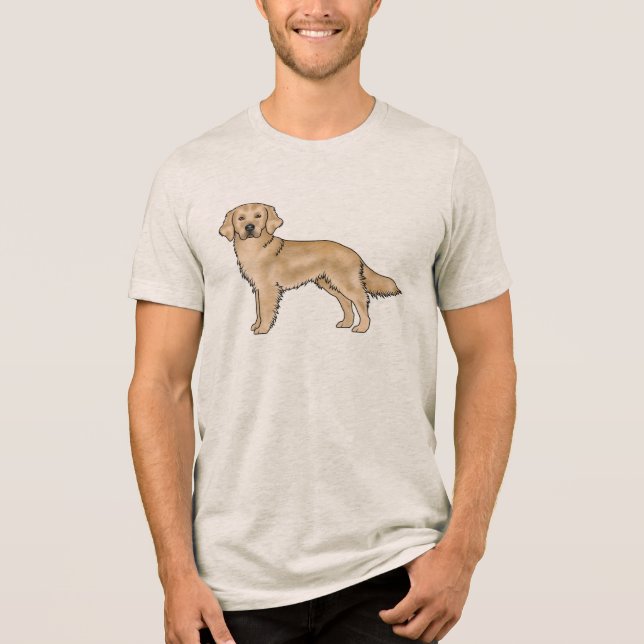 Gelbes Golden Retriever Niedlicher Cartoon Dog Art Tri-Blend Shirt (Vorderseite)