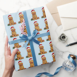 Gelbes Golden Retriever Weihnachtspapier Geschenkpapier