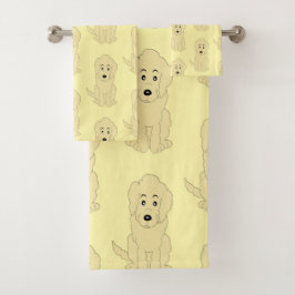 Gelbes Goldendoodle-Doodle-Design Badhandtuch Set