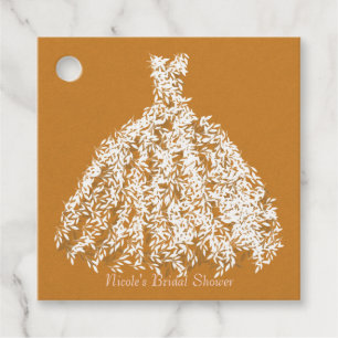 Gelbes Goldenes Botanisches Blatt Kleid Brautparty Geschenkanhänger