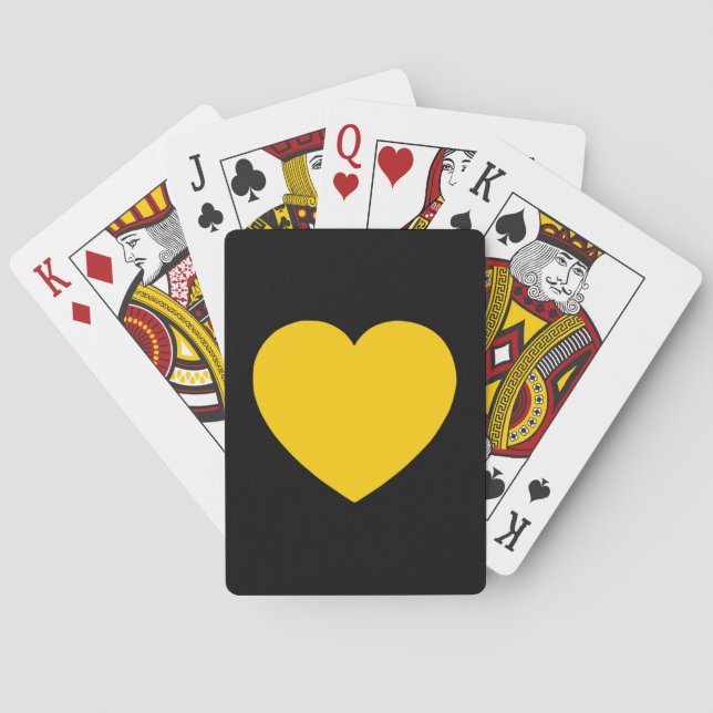 Gelbes goldenes Herz auf schwarz Spielkarten (Rückseite)