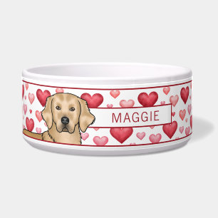 Gelbes goldenes Retriever Herz Custom Pet Name Napf