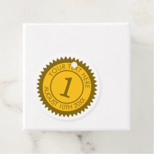 Gelbes Goldstern-Kreissiegel-Design individuell Geschenkanhänger