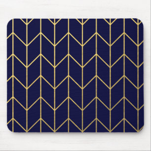 Gelbes GoldZickzack Marine-Blaumoderner Chic Mousepad