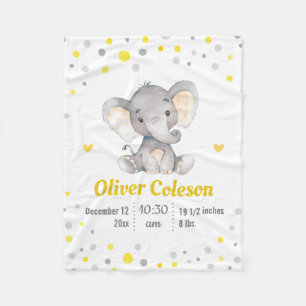 Gelbes graues Elefant Polka Dot Baby Stats Kinderz Fleecedecke