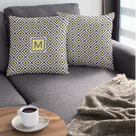 Gelbes graues geometrisches Muster Kissen