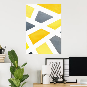 Gelbes graues geometrisches poster