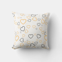 Gelbes graues Happy Hearts Muster Kissen Kissen