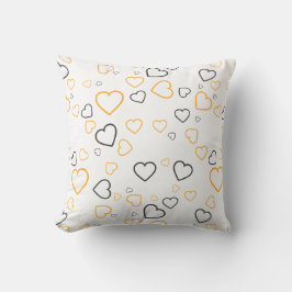 Gelbes graues Happy Hearts Muster Kissen Kissen