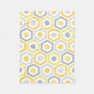 Gelbes graues Retro geometrisches Muster Fleecedecke
