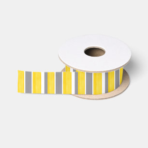 Gelbes graues Weiß Stripes modernes Satinband