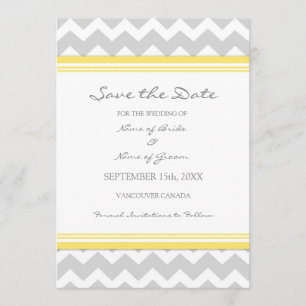 Gelbes graues Zickzack Foto, das Save the Date