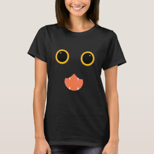 Gelbes großes Augen süßes Katzen-Gesicht Halloween T-Shirt