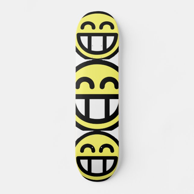 Gelbes großes Grinsen-Gesicht Skateboard (Vorderseite)
