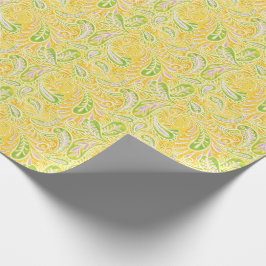 Gelbes Grün Paisleys und lila Muster Geschenkpapier