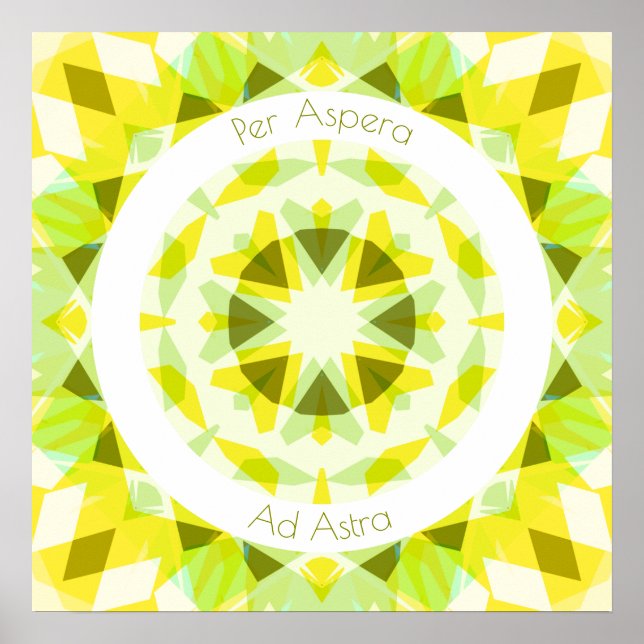 Gelbes Grün Per Aspera Ad Astra Star Motivierend Poster (Vorne)