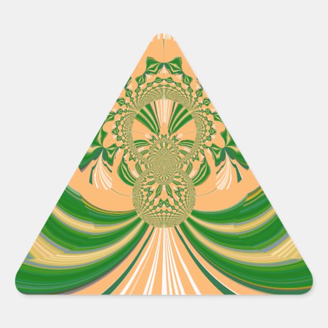 Gelbes grünes Design. Dreieckiger Aufkleber (Vorderseite)