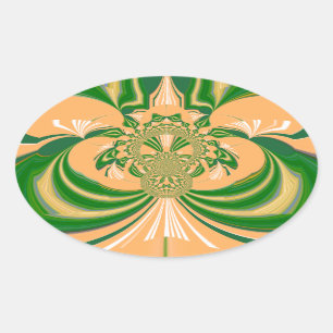 Gelbes grünes Design. Ovaler Aufkleber